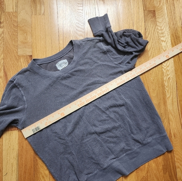 Current Elliott shrunken jogger top size 2 taupe long sleeve mesh cotton - Picture 9 of 9